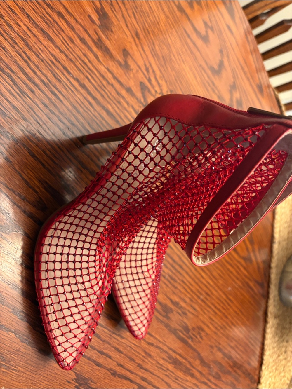 Charles By Charles David Red Mesh Pointed-Toe Stilettos